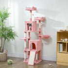 PawHut - Arbre à chat 70 po, tour à plusieurs niveaux avec 2 condos - rose-Deux plateformes supérieures rembourrées de coton PP offrent une expérience de sommeil digne d’un nuage 