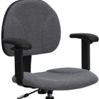 Flash Furniture - Tabouret de dessinateur ergonomique en tissu avec bras (26 à 30,5 po ou de 22,5 à 27 po haut.), gris-Coque arrière type accordéon