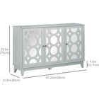HOMCOM - Buffet latéral avec miroir 47,2 po L - gris-Les sangles anti-basculement à l'arrière permettent de le fixer au mur pour plus de sécurité 