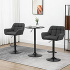 HOMCOM - Tabourets de bar pivotants réglables en tissu capitonné - noir - paquet de 2-La hauteur de l’assise est réglable en fonction de la hauteur du comptoir ou du bar 
