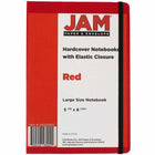 JAM Paper - Carnet à couverture rigide avec élastique - Grand journal - 5 7/8 po x 8 1/2 po - Rouge - 100 feuilles lignées-Taille : Grand (5,88 x 8,5 pouces) | Se glisse facilement dans les sacs, sacs à dos et porte-documents.