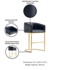 Manhattan Comfort - Louvre tabouret de bar moderne du milieu du siècle de 21" en similicuir noir et or titane - lot de 2-Comprend un siège rembourré en similicuir gracieusement incurvé avec des coutures sur mesure, associé à une base en acier inoxydable poli mettant en valeur une silhouette en porte-à-faux distinctive et des bords subtilement biseautés pour un look raffiné et moderne