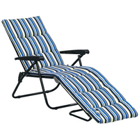 Outsunny - Chaise longue pliante avec coussin - dossier réglable - bleu et blanc-Bronzez ou détendez-vous ensemble autour de la piscine
