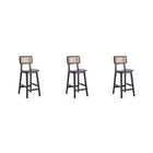 Manhattan Comfort - Tabouret de comptoir Versailles 15,75" style industriel chic - noir et cannage naturel - lot de 3-Moderne - industrie chic canne comptoir tabouret comptoir parfait hauteur de comptoir bar et îlots. Ensemble de 3