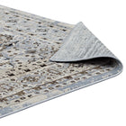 Modway - Elqenna Turc floral vintage orné Tapis de 5 pi l x 8 pi L - Bleu et crème-Haute densité / Tissé à la machine