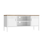 Manhattan Comfort - Meuble TV moderne Landen 47,3 po - Blanc-Pieds en métal avec patins de protection réglables pour une stabilité sur mesure