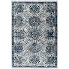 Modway - Entourage Treillis marocain floraux vieillis Kensie Tapis de 5 pi l x 8 pi L - Ivoire et bleu-Tapis floral marocain vieilli usé