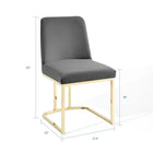 Modway - Amplify Base de traîneau Performance Velvet Chaises de salle à manger Ensemble de 2 - Gris or-Rembourrage en velours polyester Performance