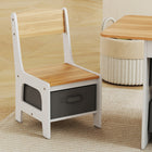 Qaba - Ensemble table et chaises pour enfants 3 pièces avec 6 tiroirs amovibles - naturel-Hauteur adaptée pour les enfants de 3 à 8 ans, favorisant une posture saine et protégeant la vue  
