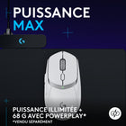 Logitech - Souris de jeu légère sans fil G309 LIGHTSPEED - Blanc-Contenu du coffret: Souris gaming d'ordinateur G309 LIGHTSPEED, récepteur LIGHTSPEED, rallonge pour récepteur, pile AA, bande antidérapante, documentation utilisateur