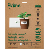 Avery 48160 Étiquettes d'adresse écologiques Easy Peel, blanches, laser/jet d'encre, 2-5/8" x 1", 750/pqt-La caractéristique Bord-éclair permet de peler rapidement et facilement les étiquettes. Vous n'avez qu'à plier la feuille pour exposer le bord des étiquettes.