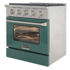 Kucht - 30 po Série KNG Cuisinière Pro Style au gaz naturel - Acier inoxydable/Vert-Grilles de cuisson robustes en fonte résistantes à la chaleur intense permettant de déplacer les ustensiles d’un brûleur à l’autre sans les soulever