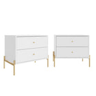 Manhattan Comfort - Ensemble de 2 tables de nuit modernes Jasper 25,15" - Finition blanc brillant-Ensemble moderne de 2 tables de chevet pour chambre et salon