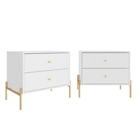 Manhattan Comfort - Ensemble de 2 tables de nuit modernes Jasper 25,15" - Finition blanc brillant-Ensemble moderne de 2 tables de chevet pour chambre et salon