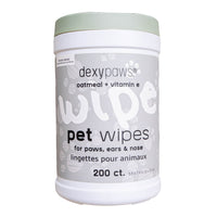 Dexypaws - Lingettes nettoyantes pour animaux Aloe Vera en boîte - Avoine et vitamine E, 200 unités-200 unités