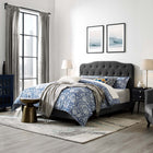 Modway - Amelia Tissu rembourré Lit plein, Gris-Tissu polyester doux pour tissu