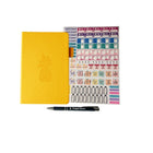 Wamaco - Collection Pineapple Planning Essential - Agenda jaune non daté, autocollants, stylo-Pratique - Cet ensemble est suffisamment petit pour se glisser dans la plupart des sacs ou des porte-monnaie.