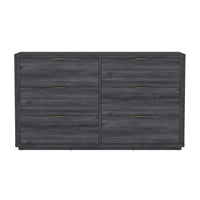 Manhattan Comfort - Evelyn 60" Moderne Commode Double à 6 Tiroirs - Gris Charbon-Sophistication moderne – Une silhouette élégante et sculptée aux bords doucement arrondis et à la symétrie épurée apporte une sensation de luxe discret à tout espace