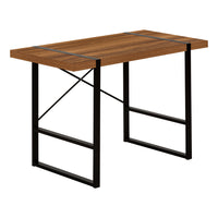 Monarch Specialties - 7655 Bureau 48 po L - Noyer/Metal Noir-Bureau d'ordinateur d'inspiration industrielle avec un dessus de bureau à panneaux épais au fini faux bois noyer