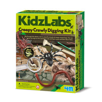 4M - KidzLabs Kit d’excavation d’insectes - Age 5+-Bloc de plâtre contenant des petites bestioles, dont une araignée, un scorpion, des vers de terre, des fourmis, des mini‑araignées et des asticots phosphorescents