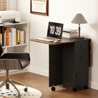 HOMCOM - Table à manger pliante à roulettes avec rallonge, tiroirs et armoire de rangement pour 4-6 personnes - brun rustique et noir-6 roues facilitent son déplacement, dont 4 sont équipées de freins pour le maintenir en place 
