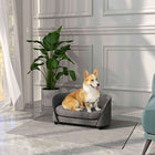 PawHut - Canapé pour chien avec coussin doux, housse lavable - gris-Structure en bois assurant un soutien solide 