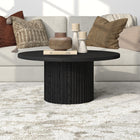 Hudson&Canal - Table basse ronde Rollan 32" de largeur - Grain noir-Le plateau de table a une capacité de poids de 75 lb