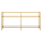 Hudson&Canal - Console Sivil 64" L - Laiton-Comprend un plateau et des étagères en verre trempé