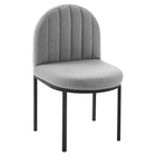 Modway - Isla Tissu rembourré Fauteuil d’appoint de salle à manger Ensemble de 2 - Noir Gris clair-Base en acier inoxydable noir mat