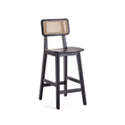 Manhattan Comfort - Versailles tabouret de comptoir style industriel 15,75" - noir et cannage naturel-Moderne - industrie chic canne comptoir tabouret comptoir parfait hauteur de comptoir bar et îlots