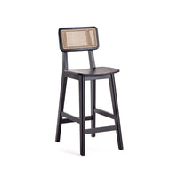 Manhattan Comfort - Versailles tabouret de comptoir style industriel 15,75" - noir et cannage naturel-Moderne - industrie chic canne comptoir tabouret comptoir parfait hauteur de comptoir bar et îlots