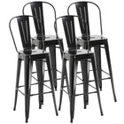 HOMCOM tabourets de bar industriels avec dossier amovible et cadre en métal - noir - paquet de 4-Ensemble de quatre dans un style industriel pour créer un look assorti 
