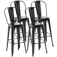 HOMCOM tabourets de bar industriels avec dossier amovible et cadre en métal - noir - paquet de 4-Ensemble de quatre dans un style industriel pour créer un look assorti 

