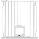 PawHut - Barrière pour chien réglable 29,5-33,5 po avec porte pour chat - blanc-Cette barrière pour chien s'étend pour s'adapter aux ouvertures de 29,5 à 33,5 po, idéale pour les portes et les couloirs  
