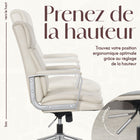 Elle Décor - Fauteuil de bureau Ellegant IVY - 25 1/2 po l x 29 po P x 40 3/4 po à 44 1/2 po H - Ivoire-Garantie limitée du fabricant de 1 an