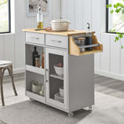 Modway - Culinary Chariot de cuisine avec support à épices, Gris clair naturel-Panneau de particules et papier stratifié