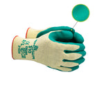 Atlas - Gants en latex de caoutchouc naturel à prise en main optimale - Doublure polycoton - Vert/Jaune - Taille M-Préhension Rugueuse