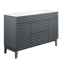 Modway - Render 48" Vanité de salle de bain à un seul lavabo - Gris blanc-Vanité moderne du milieu du siècle