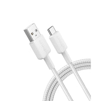 Anker - Câble Tressé USB-A vers USB-C 6ft - Blanc-Haute qualité – Fabriqué avec des matériaux de qualité supérieure et testé en interne pour supporter jusqu'à 80 kg sans se casser, avec une durée de vie allant jusqu'à 12 000 utilisations