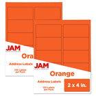JAM Paper Étiquettes postales, 2 x 4 po, orange cosmique, 240 par paquet-6 2/5 oz