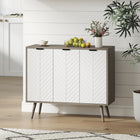 HOMCOM - Buffet moderne 36 po L, armoire latérale - gris-Équipé de deux étagères réglables pour accueillir des objets de différentes hauteurs 