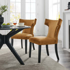 Modway - Curve Performance Velvet Chaises de salle à manger Ensemble de 2 - Cognac-Rembourrage en mousse dense pour le confort
