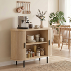 HOMCOM - buffet de style ferme 39,4 po avec portes tambour courbées - bois naturel-L'étagère intérieure offre 3 positions de hauteur réglables pour un rangement personnalisé