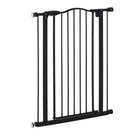 PawHut - Barrière pour Animaux 29"-32" L avec Porte Porte pour Chiens à Montage par Pression pour Escaliers - Noir-La porte se ferme automatiquement si elle reste ouverte entre un angle de 30° et 90°