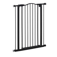 PawHut - Barrière pour Animaux 29"-32" L avec Porte Porte pour Chiens à Montage par Pression pour Escaliers - Noir-La porte se ferme automatiquement si elle reste ouverte entre un angle de 30° et 90°