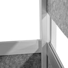 Luxor - Mur modulaire 53 x 48 - Extension de cadre gris large, fenêtre givrée, PET gris frais-Conception avec panneaux en acrylique givré et panneaux acoustiques en PET