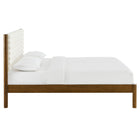 Modway - Olea Bois massif Boucle à touffes de canal Lit de plateforme King, Noyer plume-Lattes de bois solides