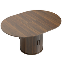 HOMCOM - Table ronde extensible 43,3-59 po avec doubles étagères et portes cannelées pour 4-6 personnes - noyer-Le plateau extensible s’ajuste facilement pour différents rassemblements 