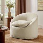 Modway - Sadie Slipcover Mélange de lin Chaise d’accent ronde - Lin-Coussins de duvet fondu