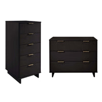 Manhattan Comfort - Granville commode moderne haute étroite et standard - noir - ensemble de 2-Commode de chambre moderne-contemporaine avec une touche de glamour comprenant une haute commode étroite et une commode standard